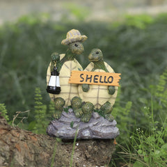 Outdoor Garden Turtle Couple Raises Signs Garden Resin Decoration