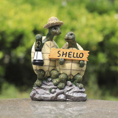 Outdoor Garden Turtle Couple Raises Signs Garden Resin Decoration