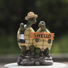 Outdoor Garden Turtle Couple Raises Signs Garden Resin Decoration